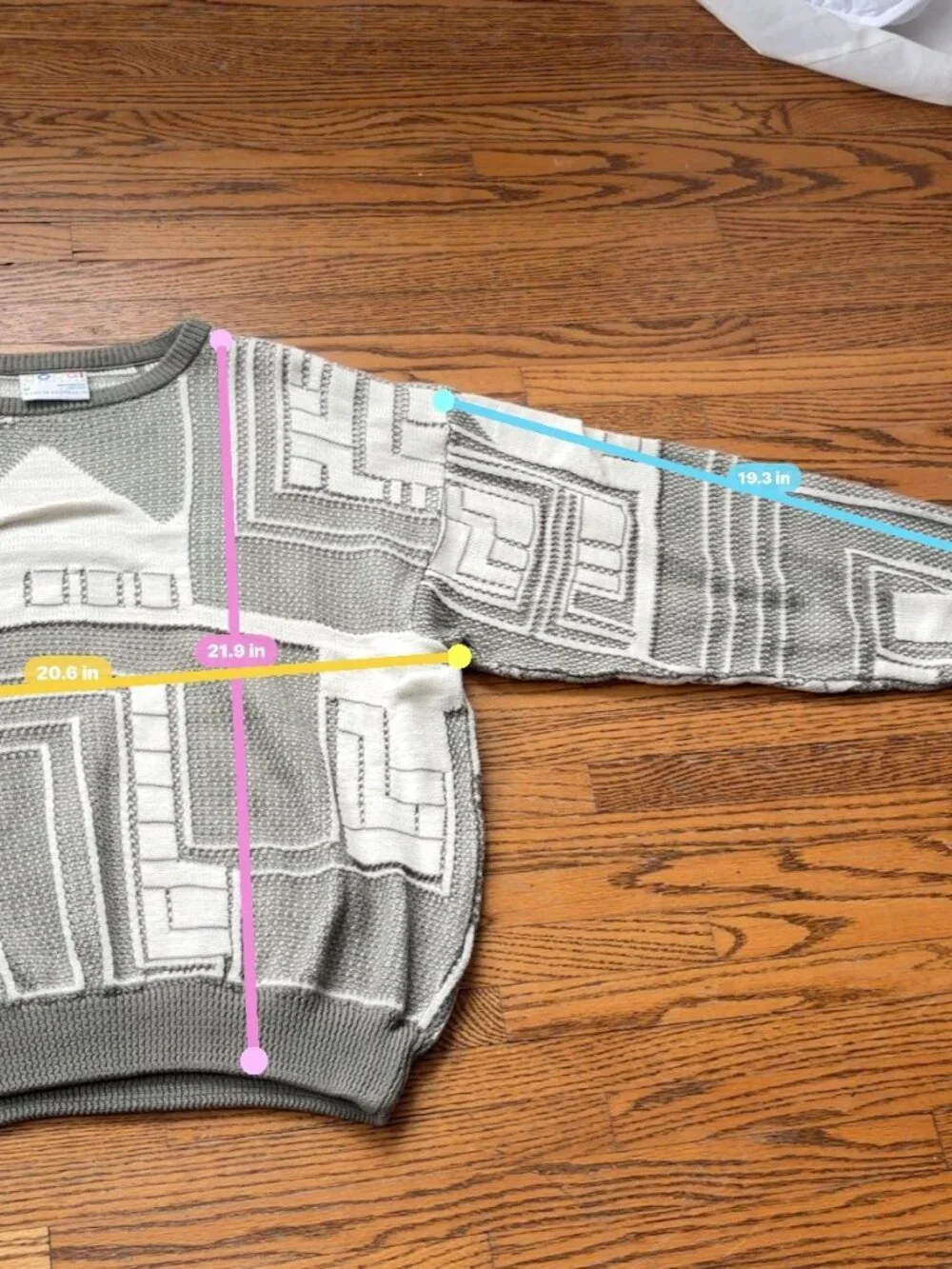 vintage grail Coogi Geometric Knit Sweater Grey/White M Made in Australia